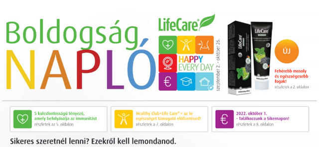 Lifecare boldogság napló 2022 szeptember 2-től augusztus 26-ig
